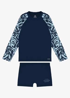 Rovi Kids - Conjunto Camiseta Manga Longa e Sunga Uv Azul - ROVI KIDS