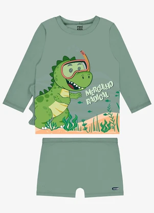 Rovi Kids - Conjunto Camiseta Manga Longa e Sunga Uv Verde - ROVI KIDS