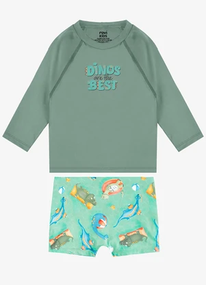 Rovi Kids - Conjunto Camiseta Manga Longa e Sunga Uv Verde - ROVI KIDS