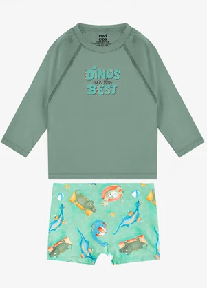 Rovi Kids - Conjunto Camiseta Manga Longa e Sunga Uv Verde - ROVI KIDS