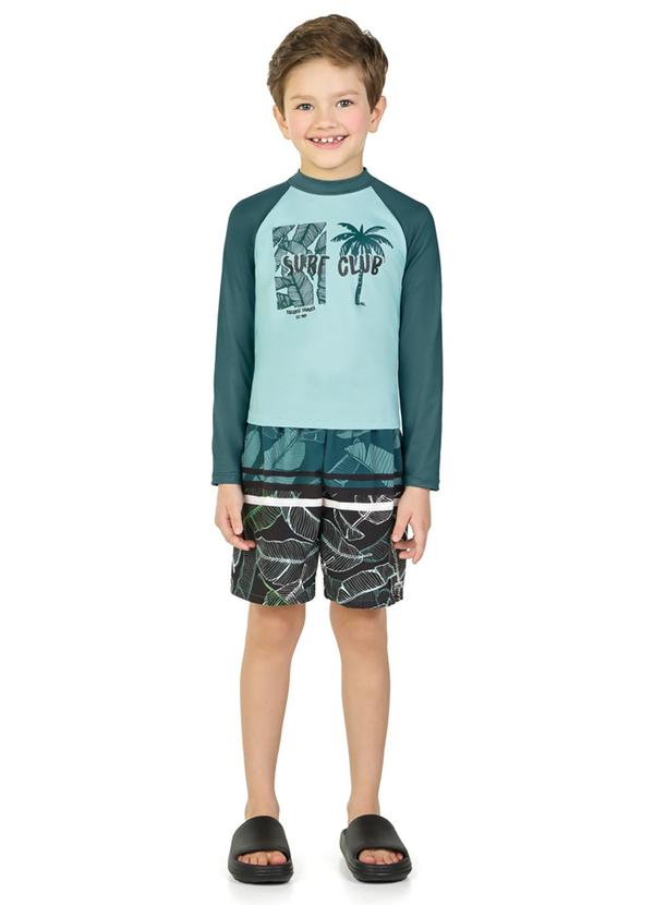 Marlan - Conjunto Camiseta Manga Longa Uv e Bermuda Verde