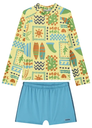 Marlan - Conjunto Camiseta Sublimada e Sunga Menino Amarelo - MARLAN