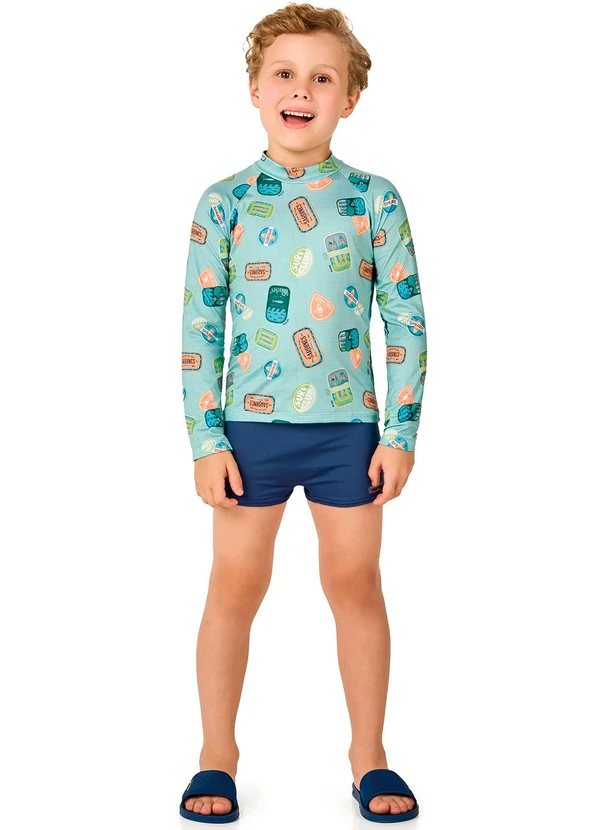 Marlan - Conjunto Camiseta Sublimada e Sunga Menino Verde