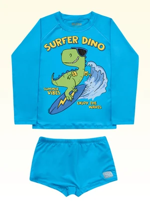 Fakini Kids - Conjunto Camiseta/Sunga Moda Praia Azul - FAKINI KIDS