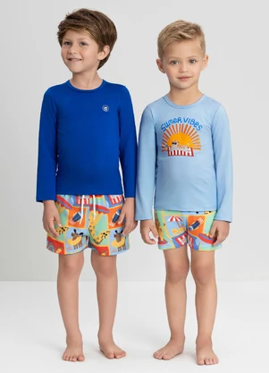 Conjunto com Camiseta e Sunga Boxer Up Baby Azul - UP BABY