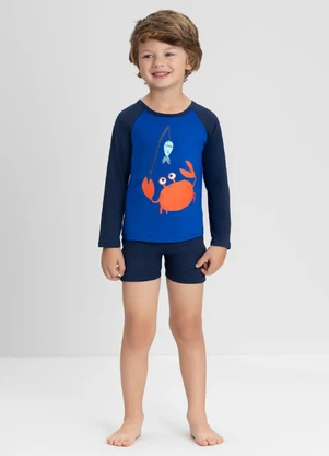 Conjunto com Camiseta e Sunga Boxer Up Baby Azul - UP BABY