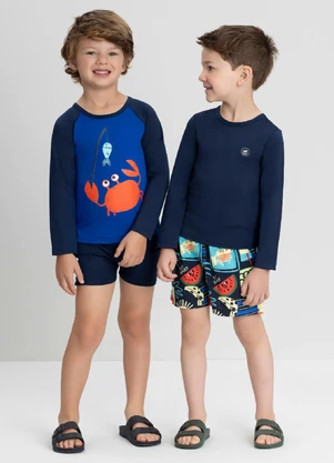 Conjunto com Camiseta e Sunga Boxer Up Baby Azul - UP BABY