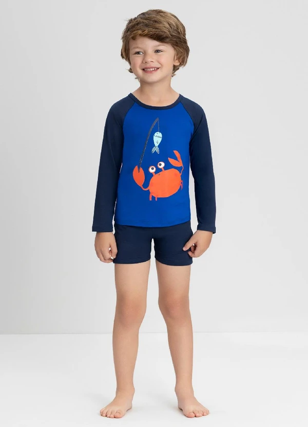 Up Baby - Conjunto com Camiseta e Sunga Boxer Up Baby Azul