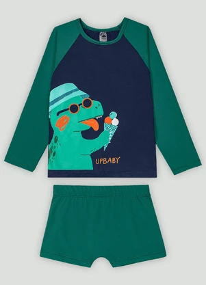 Conjunto com Camiseta e Sunga Boxer Up Baby Verde - UP BABY