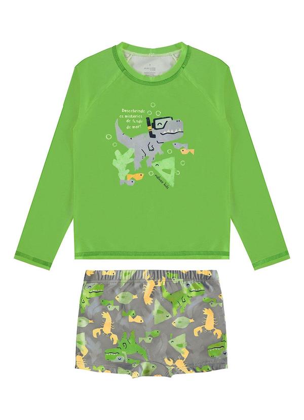 Malwee Kids - Conjunto Dino Malha Uv Verde