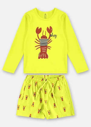 Up Baby - Conjunto Fps +50 Infantil Menino Amarelo - UP BABY