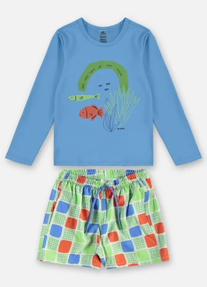 Up Baby - Conjunto Fps +50 Infantil Menino Azul - UP BABY