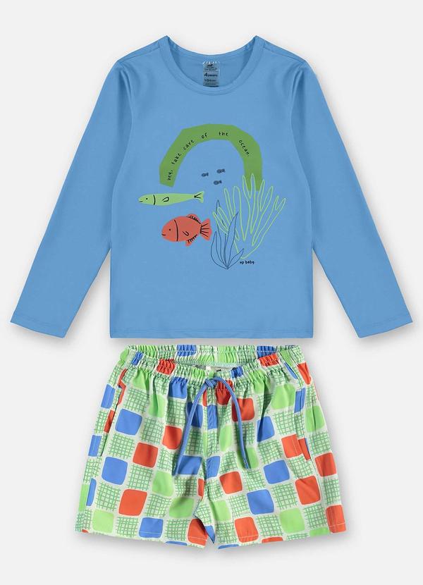 Up Baby - Conjunto Fps +50 Infantil Menino Azul