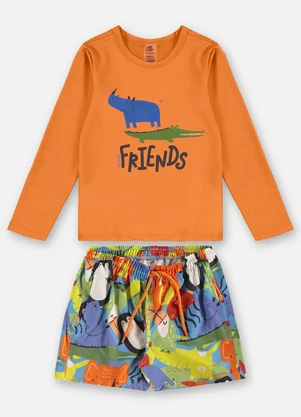 Up Baby - Conjunto Fps +50 Infantil Menino Laranja - UP BABY