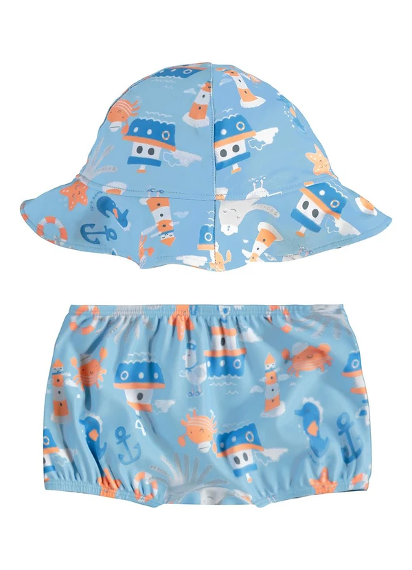 Malwee Kids - Conjunto Chapéu e Cueca Azul 2