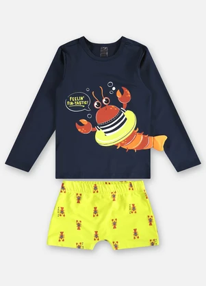 Up Baby - Conjunto Infantil Masculino Fps+50 Azul - UP BABY