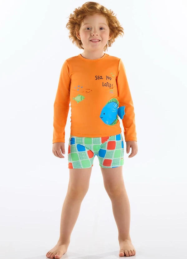 Up Baby - Conjunto Infantil Masculino Fps+50 Laranja