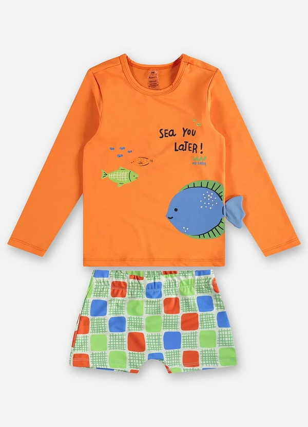 Up Baby - Conjunto Infantil Masculino Fps+50 Laranja 2