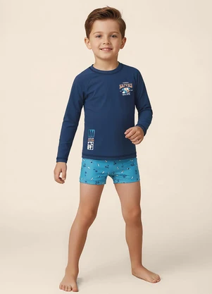 Malwee Kids - Conjunto Infantil Surf Vibes Uv50+ Azul Escuro - MALWEE KIDS