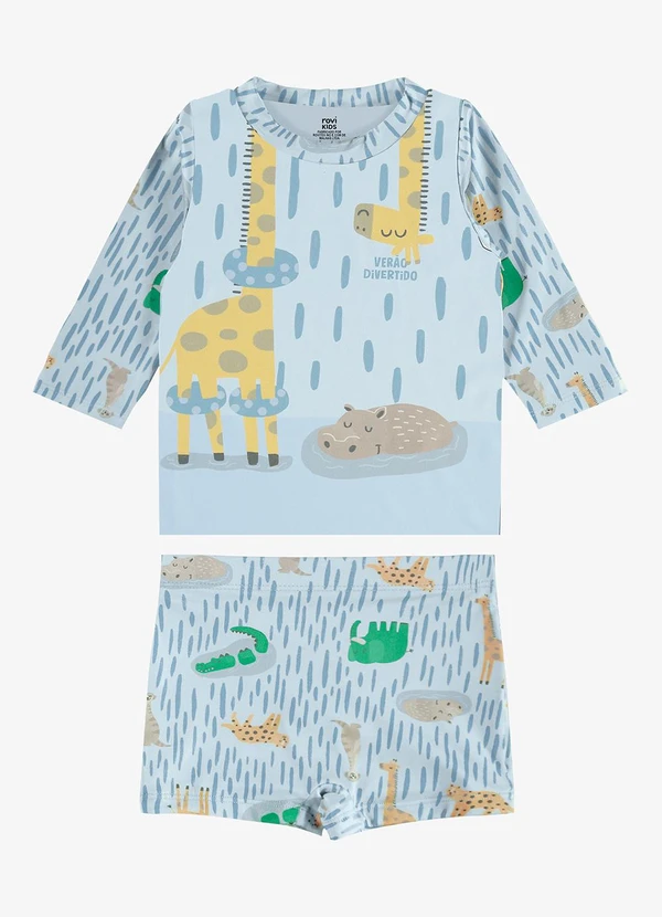 Rovi Kids - Conjunto Manga Longa e Sunga Proteção Uv Azul