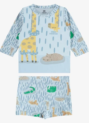 Rovi Kids - Conjunto Manga Longa e Sunga Proteção Uv Azul - ROVI KIDS