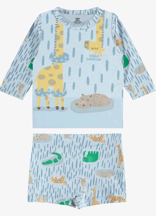 Rovi Kids - Conjunto Manga Longa e Sunga Proteção Uv Azul