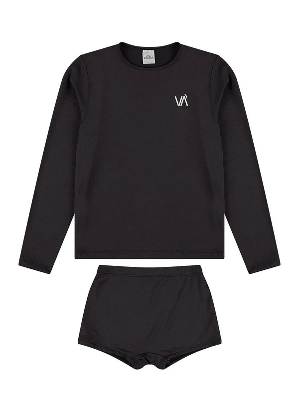 Vida Costeira - Conjunto Manga Longa Uv 50+ Bordadinho Preto 2