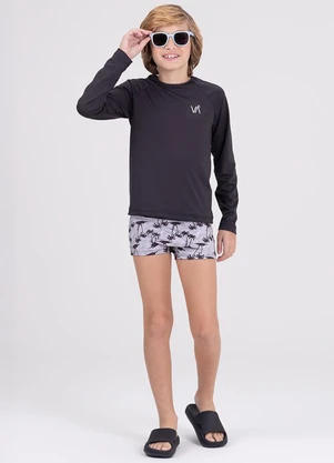 Vida Costeira - Conjunto Infantil Manga Longa Uv 50+ Coqueiros Preto - VIDA COSTEIRA