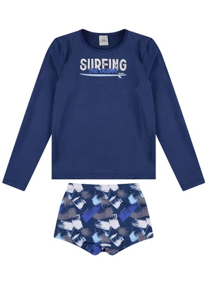 Vida Costeira - Conjunto Infantil Manga Longa Uv 50+ Surfing Marinho - VIDA COSTEIRA