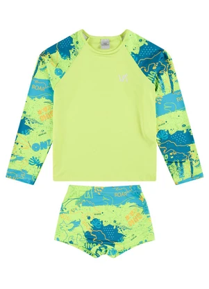 Vida Costeira - Conjunto Infantil Manga Longa Uv 50+ Dinos Amarelo - VIDA COSTEIRA