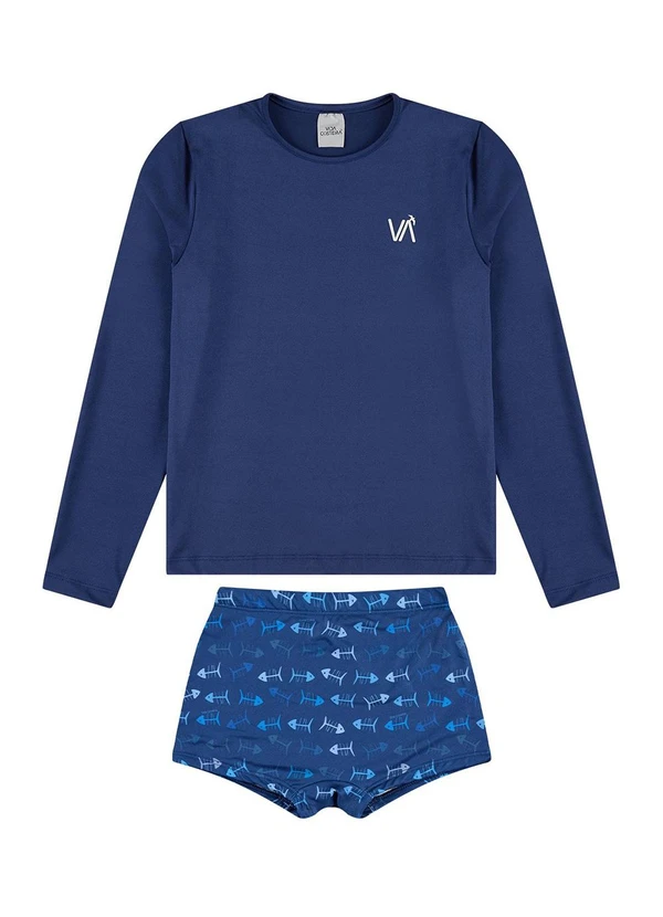 Vida Costeira - Conjunto Manga Longa Uv 50+ Peixinhos Azul 2