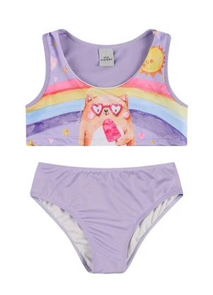 Vida Costeira - Conjunto Infantil Cropped Uv 50+ Ursinho Lilás - VIDA COSTEIRA