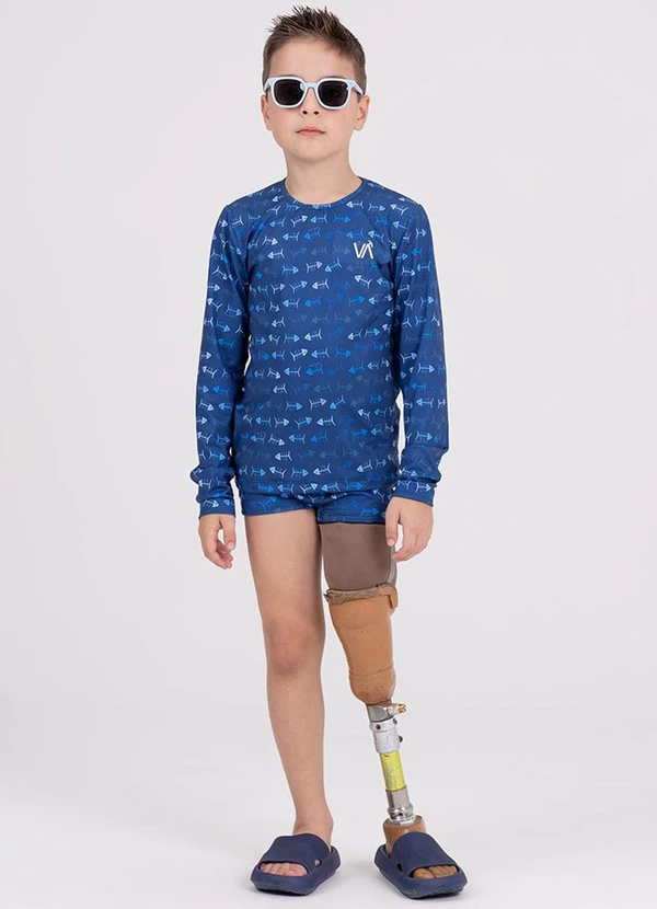 Vida Costeira - Conjunto Manga Longa Uv 50+ Skeleton Azul 1