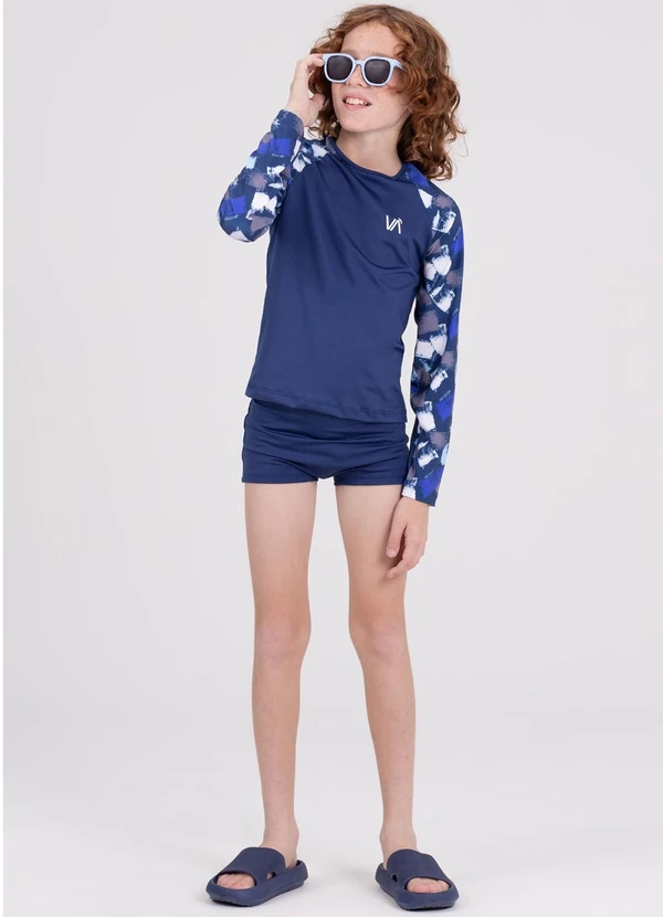 Vida Costeira - Conjunto Manga Longa Uv 50+ Summer Azul