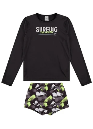 Vida Costeira - Conjunto Manga Longa Uv 50+ Surfing Preto - VIDA COSTEIRA