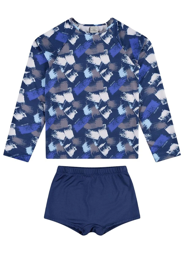 Vida Costeira - Conjunto Infantil Manga Longa Uv 50+ Tintas Marinho 2
