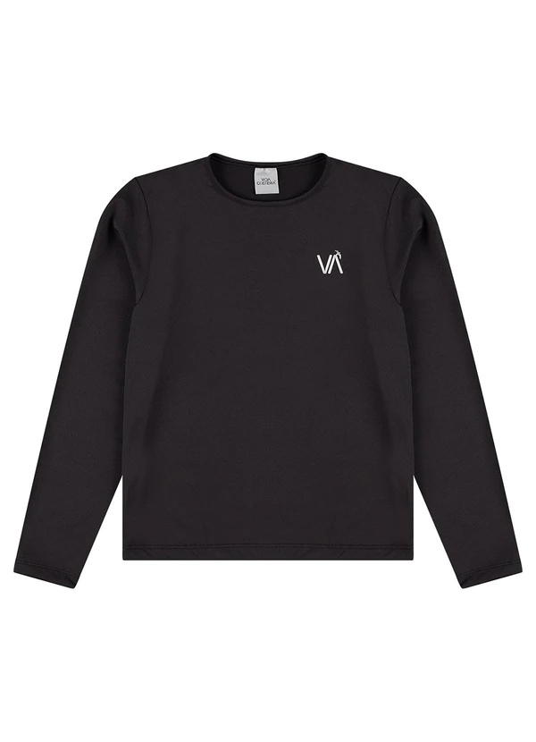 Vida Costeira - Conjunto Infantil Manga Longa Uv 50+ Liso Preto 3