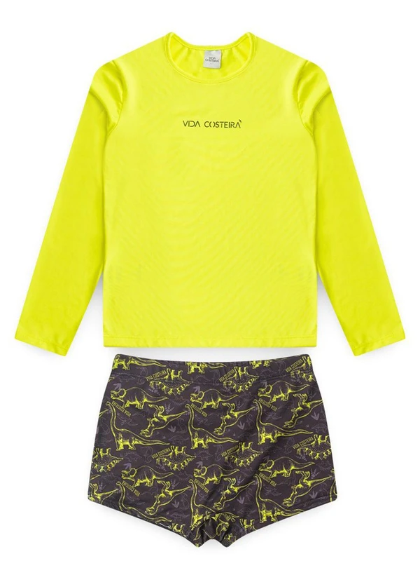 Vida Costeira - Conjunto Moda Praia Infantil Uv50+ Amarelo 3