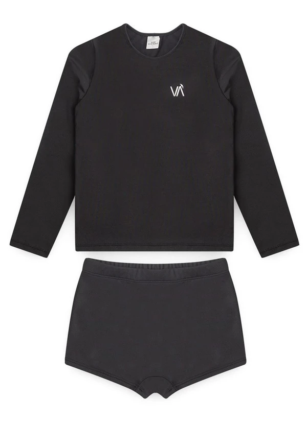 Vida Costeira - Conjunto Moda Praia Infantil  Uv50+ Preto 3