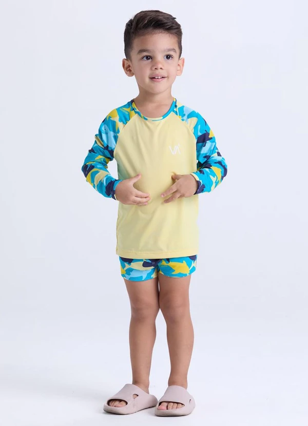 Vida Costeira - Conjunto Moda Praia Uv50+ Amarelo