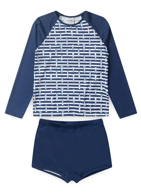 Vida Costeira - Conjunto Moda Praia Uv50+  Azul Escuro 3