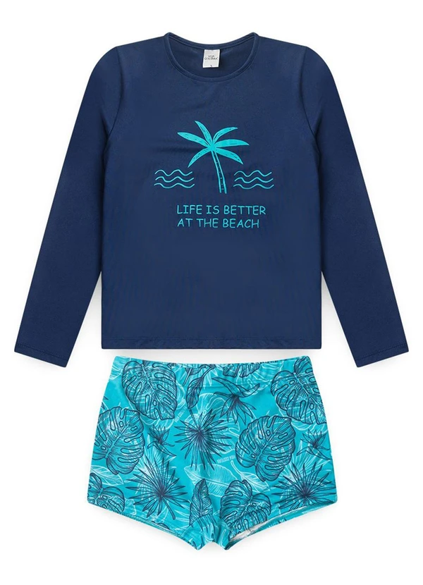 Vida Costeira - Conjunto Moda Praia Uv50+ Azul Escuro 3