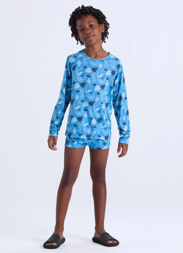 Vida Costeira - Conjunto Moda Praia Uv50+ Azul