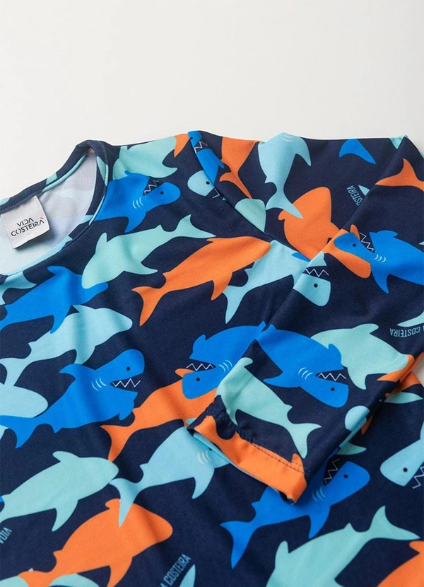 Vida Costeira - Conjunto Moda Praia Uv50+ Infantil  Azul Escuro 5