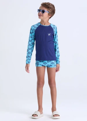 Vida Costeira - Conjunto Moda Praia Uv50+ Infantil Azul - VIDA COSTEIRA