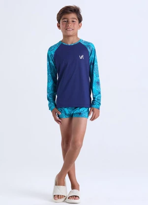 Vida Costeira - Conjunto Moda Praia Uv50+ Masculino  Azul - VIDA COSTEIRA