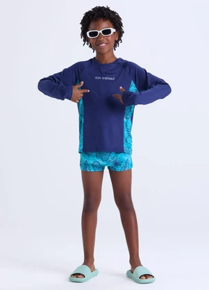 Vida Costeira - Conjunto Moda Praia Uv50+ Masculino  Azul - VIDA COSTEIRA