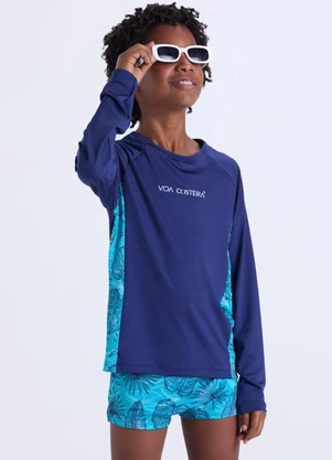 Vida Costeira - Conjunto Moda Praia Uv50+ Masculino  Azul - VIDA COSTEIRA