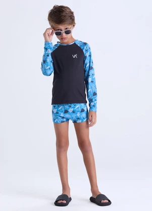 Vida Costeira - Conjunto Moda Praia Uv50+ Masculino  Preto - VIDA COSTEIRA