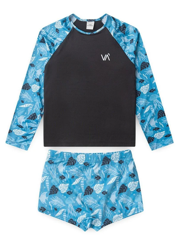 Vida Costeira - Conjunto Moda Praia Uv50+ Masculino  Preto 3